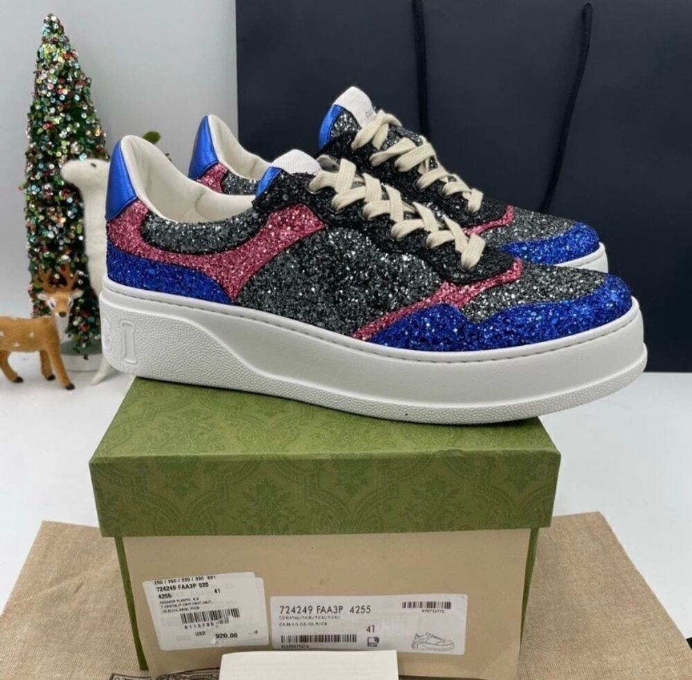 Women’s Gucci, glitter trainer low top sneakers size 41 made in Italy